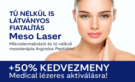 Tű nélküli bőrmegújítás Meso Laserrel, látványos fiatalítás fájdalom nélkül! Mikrodermabrázió és tű nélküli mezoterápia Argilerox peptidekkel! kupon